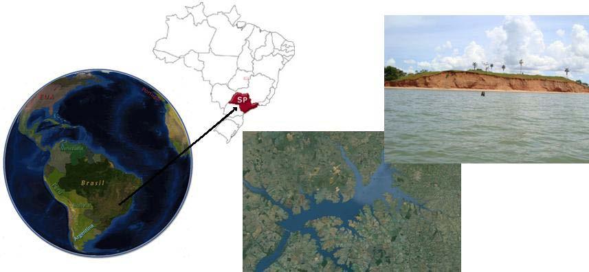 navegação comercial, no caso a Hidrovia Tietê-Paraná. Figura 1. Posição geográfica do lago da barragem de Ilha Solteira.