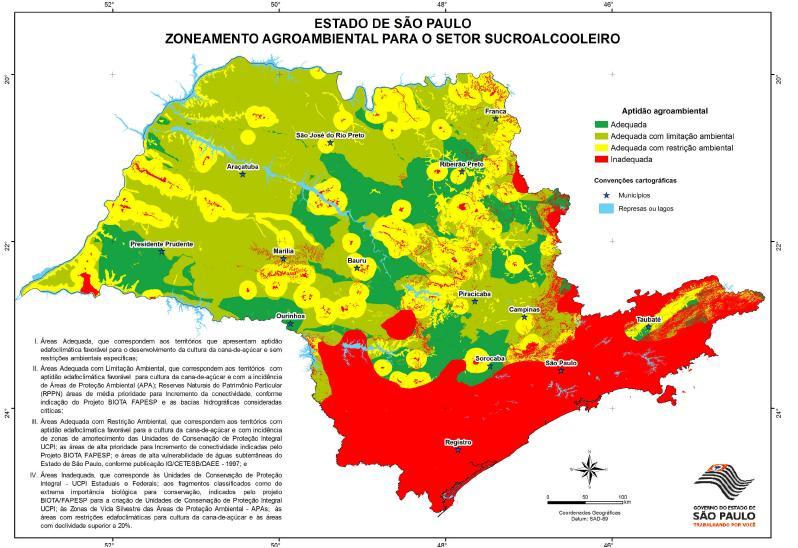 BIOTA s Map for Sugarcane Agroecological Zoning
