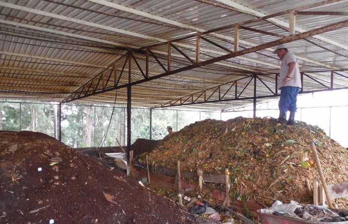 Figura 7 - Desenho ilustrativo do Galpão de Compostagem 3 Baias uso em rodízio Tubulação no piso Maturação e Resfriamento Região Sertão Centro Sul Recepção e Mistura Estoque material estruturante