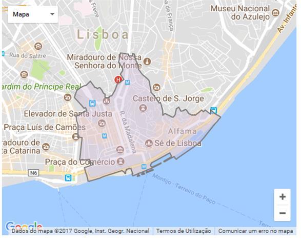 4. Lisboa: as dinâmicas, as hospitalidades e os hosts e guests Santa Maria Maior ocupa 2% do território e 5% dos edifícios da cidade de Lisboa. Possui uma área de 1,49km2.