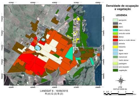 Figura 2. Mapa de densidade de ocupação e vegetação. Fonte: Adaptado de Decco et al. (2007) e Ponso et al. (2012). 3.