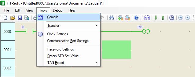 Compilando o Programa Para efetuar o download no controlador FIT, é necessário primeiramente compilar o programa afim de verificar a existência de possíveis erros, para