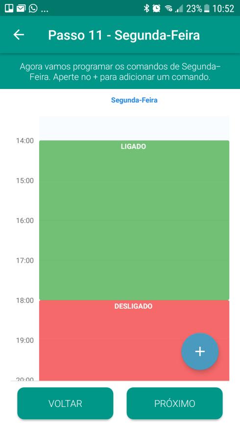 Os horários não marcados serão classificados como Livres para uso, onde você poderá utilizar seu controle remoto normalmente.