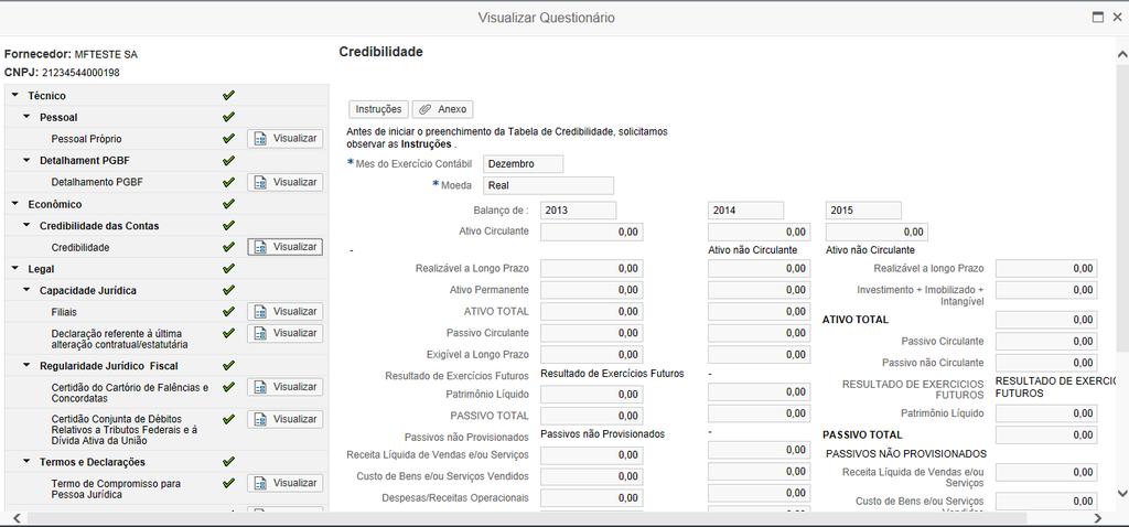 Após clicar em Visualizar, serão exibidas