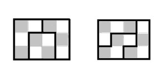 3 QUESTÃO 4 a) Há diversas maneiras de cobrir o tabuleiro usando três das sete peças.