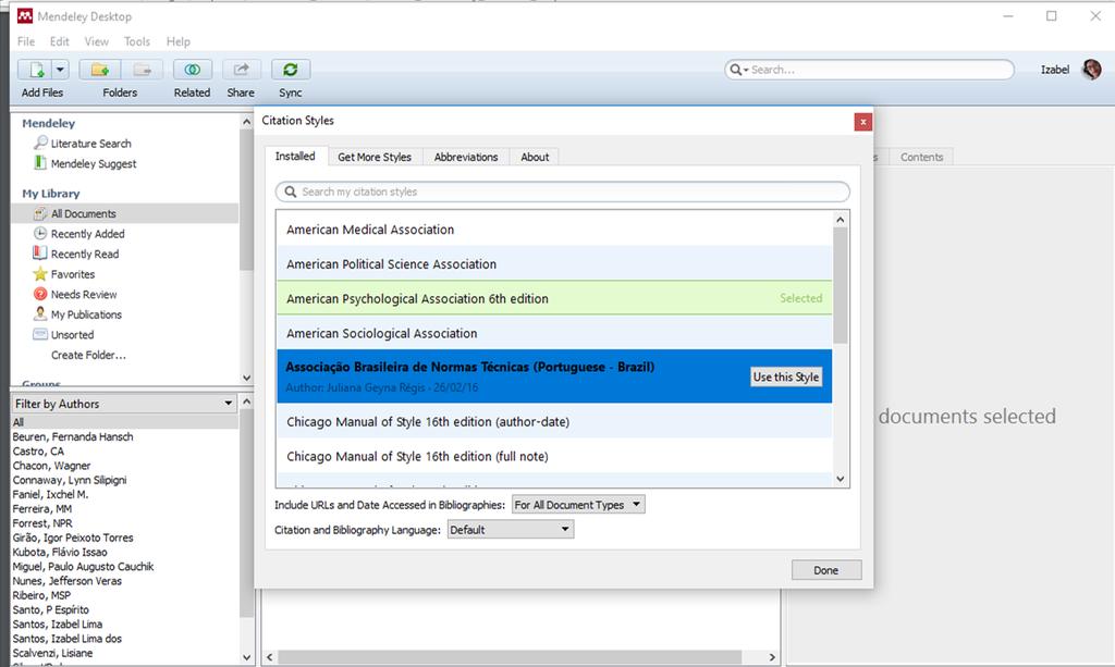 Configurar estilo bibliográfico Clique em Use