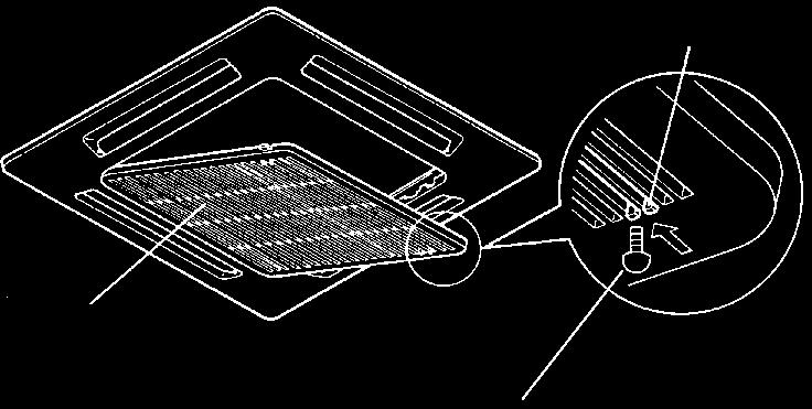 Cuidados e limpeza (continuação) Como remover o filtro Tipo semi-oculto de 4 vias (CAFM): PRECAUÇÃO 1. Utilize uma chave de fendas para remover o parafuso de cada um dos lados dos dois engates.
