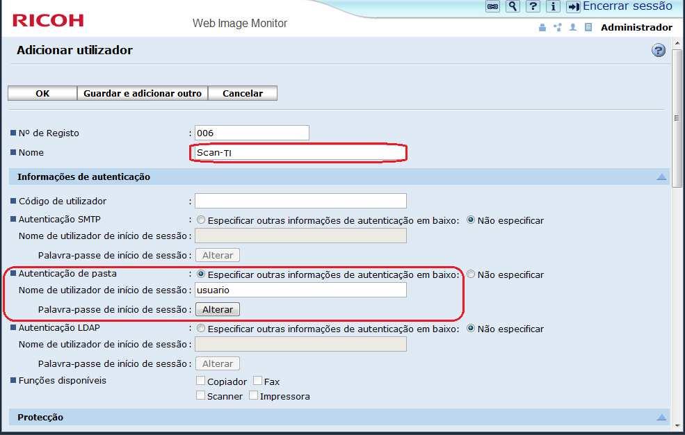 8 Desça a página até o fim e informe o endereço do compartilhamento onde os arquivos serão salvos. ATENÇÃO: CONFIGURAR APENAS O CAMINHO PERTINENTE A UNIDADE EM QUE A MÁQUINA ESTÁ SENDO INSTALADA.