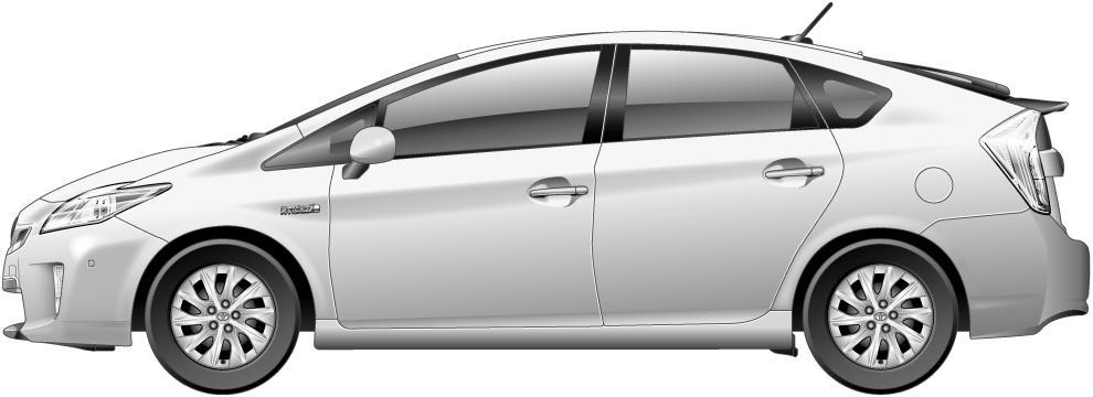 Identificação do Prius Plug-in híbrido (Modelo 2012 - Continua) Exterior e logótipos na porta da mala. logótipo em cada guarda-lamas dianteiro.