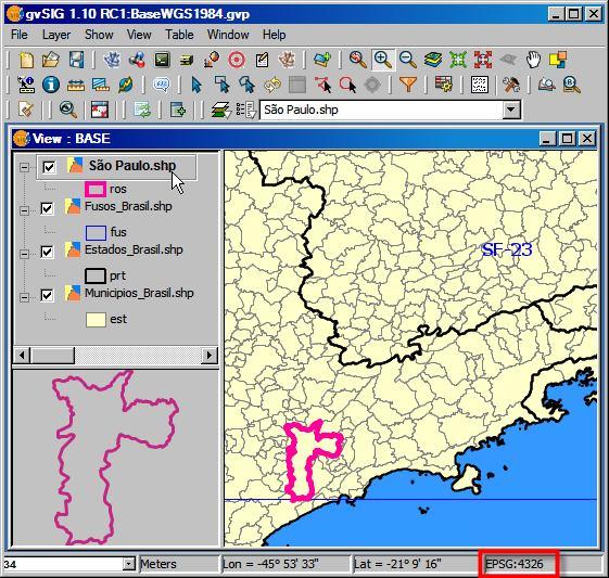 Tutorial gvsig Reprojeção de um Arquivo Shapefile Este tutorial utiliza bases cartográficas¹ que fazem parte do acervo de dados do IBGE.