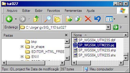 Arquivo PRJ 32723: código EPSG que corresponde a projeção WGS 1984 UTM Zone 23S.