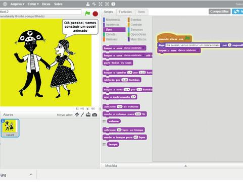 8 Compartilhando com a comunidade Scratch Quando a animação estiver pronta, compartilhe para que todo mundo possa vê-la! Clique em compartilhar e pronto!
