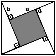 ) (UFRGS ) Na figura abaixo, os triânguos retânguos são congruentes e possuem catetos com medidas a e b.