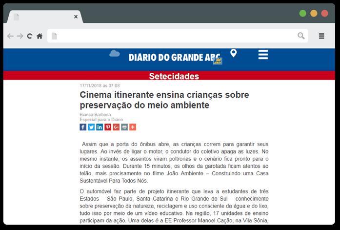17 NOV/2018 Diário do Grande ABC Cinema itinerante