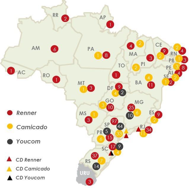 Dentre os projetos e acontecimentos que marcaram o ano, destacam-se: EXPANSÃO DE LOJAS: O plano de expansão de lojas seguiu no ritmo previsto e, no ano, foram inauguradas 30 lojas da Renner, 15