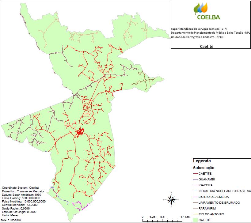 1.177 km, sendo 96,66% rural e 3,33% urbana, e a maior parte é de rede nua (1.169 km). A rede MT conta ainda com 7 km de rede Spacer. 6.