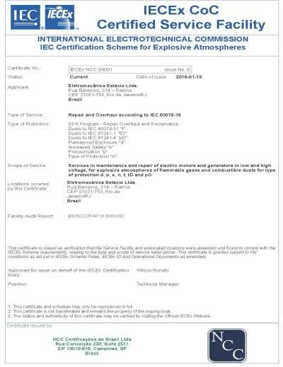 Certificação Nacional Exemplo de certificado emitido para profissional