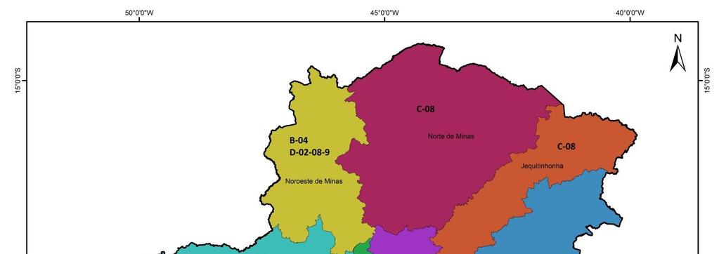 Figura 2 - Mapa das regionais Supram com as atividades de destaque. Fonte: FEAM (2007, 2008, 2009, 2010, 2011, 2012, 2013, 2014, 2015, 2016).