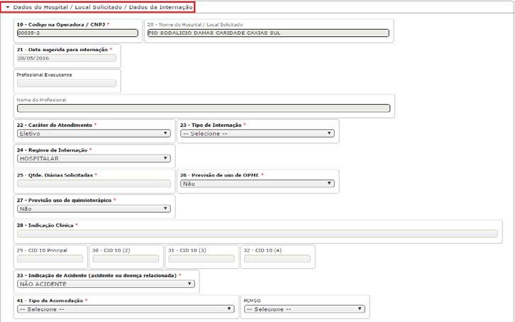 No campo 12 deve ser informado o nome ou CRM do médico que gerou a solicitação de internação.