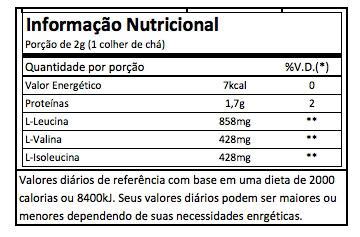 9 BCAA 8500 MG 3000 MUSCLE MASS Maltodextrina, dextrose, frutose, proteína concentrada de soro de leite, cacau em pó, niacina, pantotenato de cálcio, cianocobalamina, cloridrato de piridoxina,