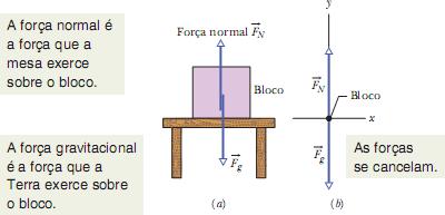 Algumas Forças Especiais Força Normal: Quando um corpo faz pressão para baixo em uma superfície, esta (mesmo que seja aparentemente rígida) se deforma e exerce sobre o corpo uma força normal, F N,