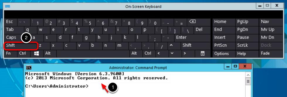 Clique uma vez na janela ativa do console Neste exemplo, você utilizará o teclado on-line para inserir o símbolo "@" usado em endereços de e-mail.