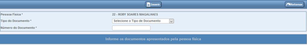 Após preencher os dados clicar em INSERIR, após esse o sistema