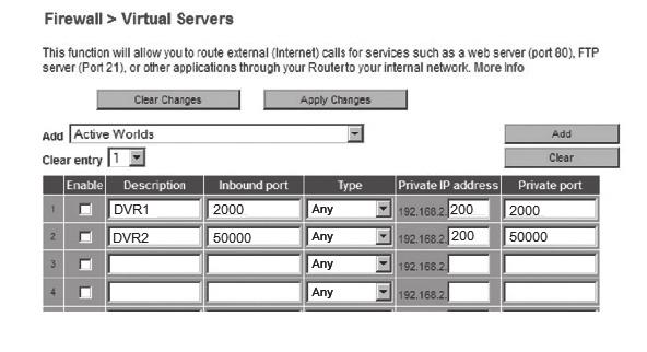Clique em <Firewall> - <Virtual Servers> no menu do lado esquerdo. 2. Defina o reencaminhamento de porta para <Web Port>. 2-1.