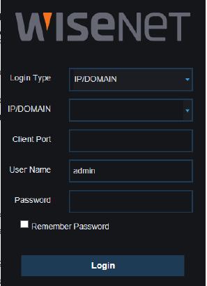 2) Insira o IP/DOMÍNIO fornecido pelo fornecedor de serviço de DDNS. 3) Digite a Porta do Cliente configurada no DVR. 2. Insira o Nome de usuário e a senha definida no DVR e clique no botão de Login.