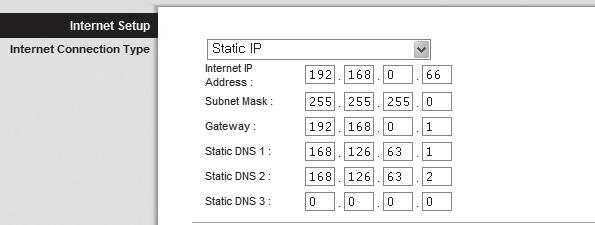 Selecione <Static IP>. 8.