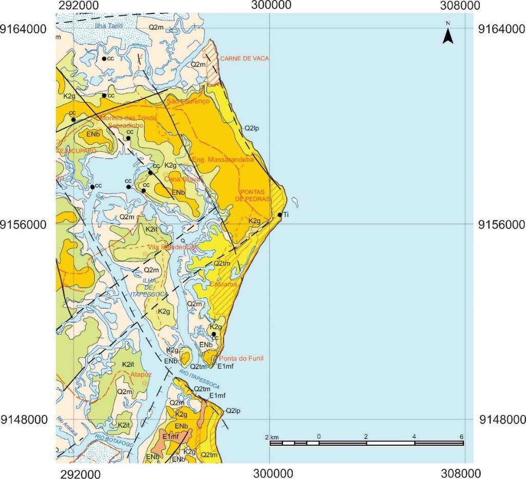 ANÁLISE DO COMPORTAMENTO MORFODINÂMICO DO CORDÃO... Figura 2 Mapa geológico da área estudada.