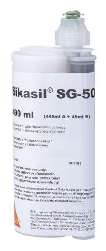 300 ml Cartucho Preto 600 ml Unipack Preto Sikasil SG-500CN Adesivo de silicone estrutural bicomponente Sikasil SG-500CN é um silicone bicomponente de cura neutra e alto módulo.