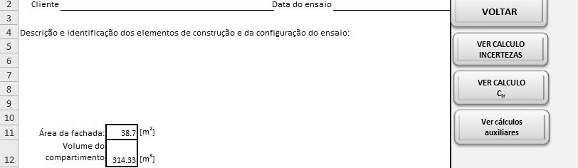 Figura 100 - Botões que permitem o acesso às folhas de cálculo das incertezas, de C tr e de