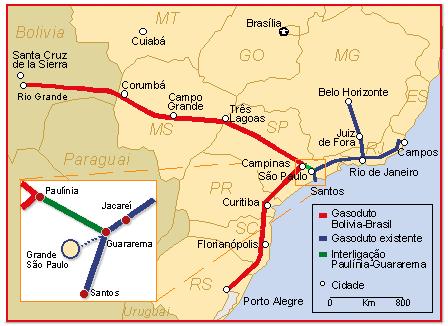 O Gasoduto Bolívia-Brasil tem 3.150 km de extensão, sendo 557 km do lado boliviano e 2.593 km em solo brasileiro. Inicia-se com 32" de diâmetro indo até Campinas (1.258 km).
