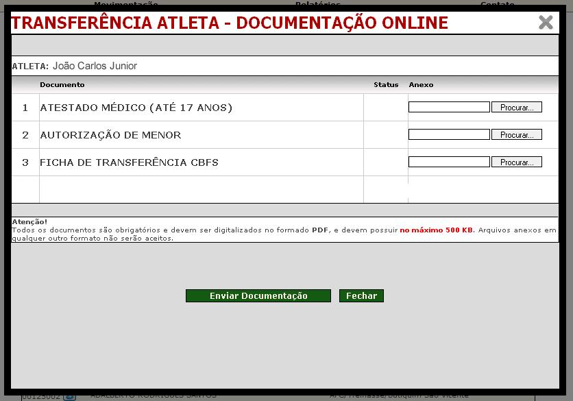 4- Depois de clicar em Procurando... aparecerá à tela abaixo. 5- Clique em procurar e anexe os documentos conforme a ordem dos campos. (Obs.