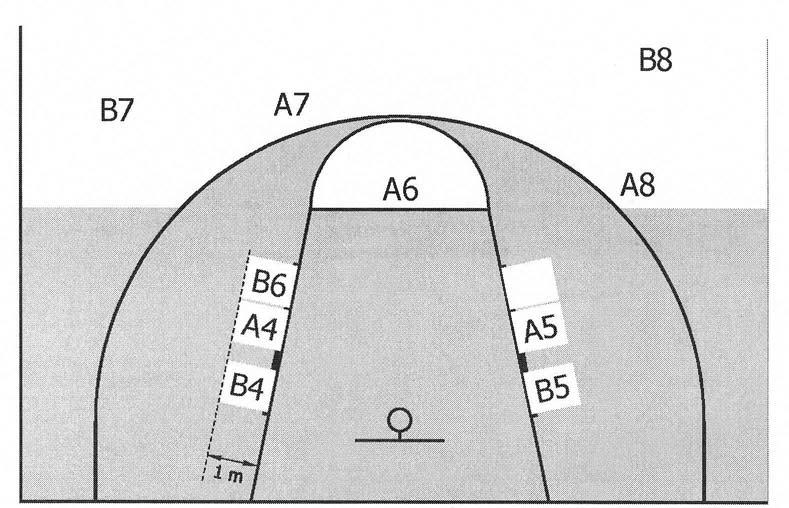 Regras Oficiais de Basquetebol 2004 Página 50 de 77 43.2.4 Nos espaços de ressalto de lance livre, os jogadores têm direito a ocupar posições alternadas.