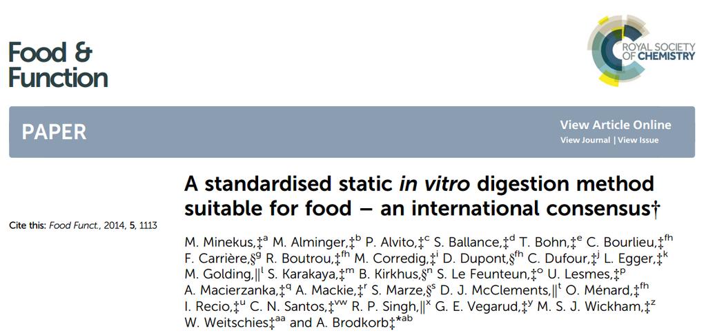 Modelos de Digestão in vitro Método Harmonizado Consolida as condições