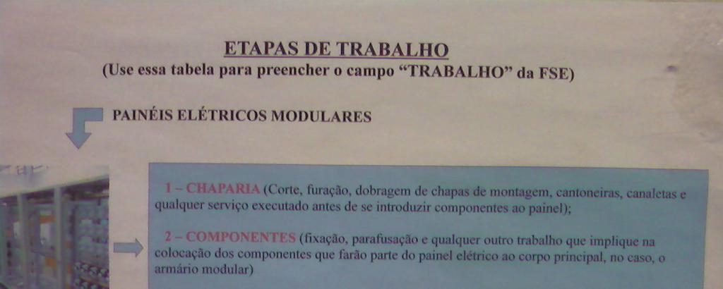 42 Figura 22: Quadro de enumeração das atividades de montagem As atividades dispostas no Quadro 4, juntamente com a fabricação do barramento que irá compor o painel