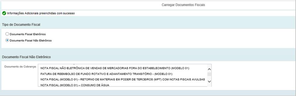 VI. Envio de Documento Fiscal Não Eletrônico (modelo