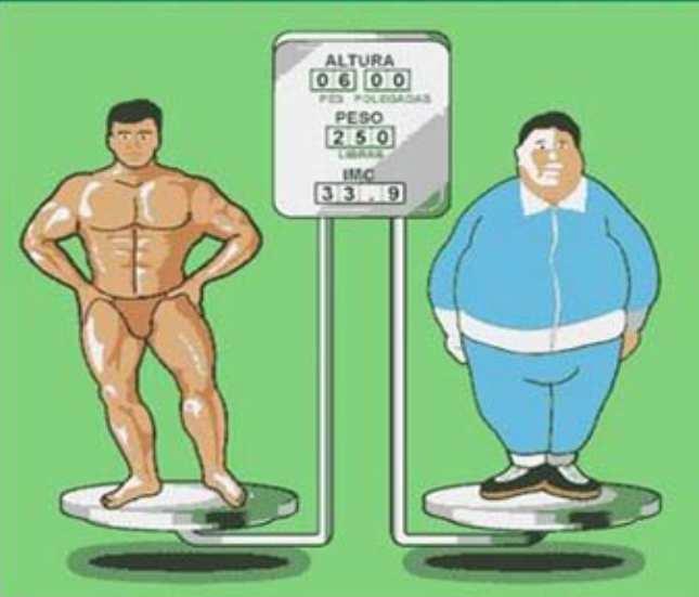 Estas duas pessoas possuem o mesmo IMC (ou BMI) pois têm a mesma altura e o mesmo peso.