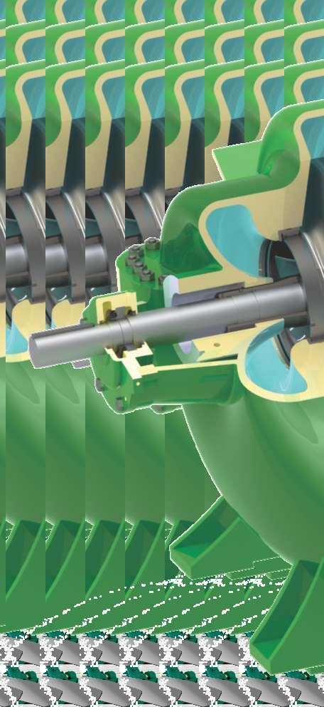 TÉCNICAS DE CONSTRUÇÃO CARCAÇA Bi-partida horizontalmente é dividida em corpo superior e corpo inferior, exclusivos de cada bomba, o que possibilita fácil acesso ao rotor para inspeção ou manutenção,