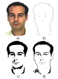 Segmentou-se a imagem facial do banco de faces A com os pixels que apresentavam os valores preto e amarelo na camada 6 no processo de quantização do Misturograma, como visto na Figura 7.