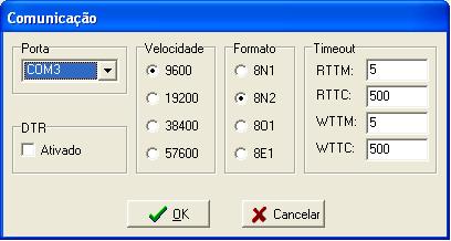 Tela de abertura do RedeMB c) Na primeira inicialização do RedeMB será necessário realizar a programação da interface serial do PC, compatibilizando velocidade e formato