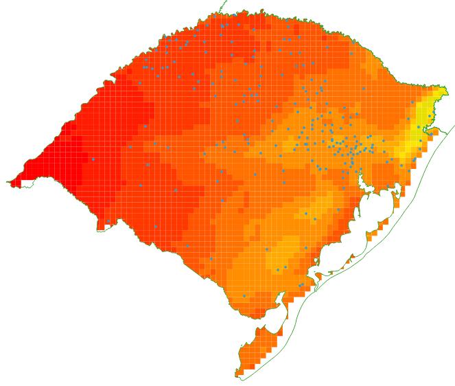 MÉDIA ANUAL IRRADIAÇÃO SOLAR PLANO INCLINADO NA LATITUDE (Wh/m2.dia) Min.: 4.165 Max.: 5.