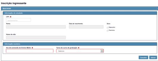 2.8. Ao Clicar sobre as opções de inscrição se abrirão submenus relacionados à cada uma das modalidades de inscrição pretendidas: 2.8.1.