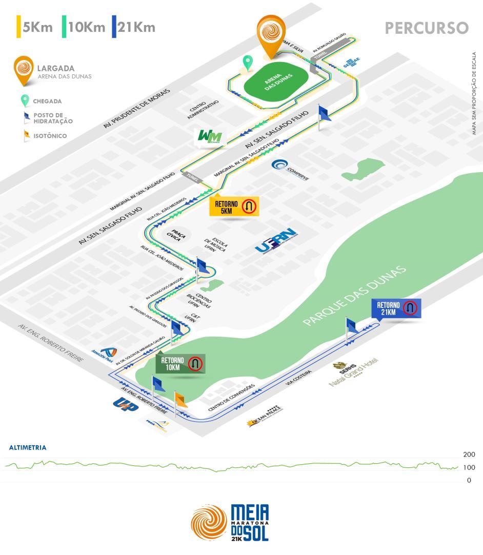O percurso da Meia Maratona do Sol é um dos mais difíceis e técnicos do Brasil.