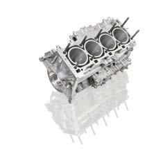 O cárter da cambota de alumínio do motor em linha com quatro cilindros - um verdadeiro motor Porsche - é fornecido com parafusos de rosca e carter diferencial.