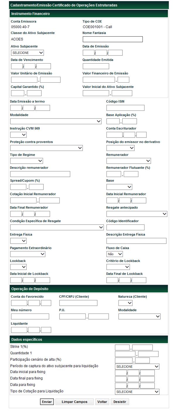 Tela Registro/Emissão do