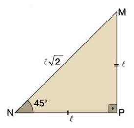 Exempos: 1) No triânguo retânguo isóscees MPN, determine o vaor do seno, cosseno e da tangente do ânguo de 45º, deixando a resposta na forma de radica ( fração).