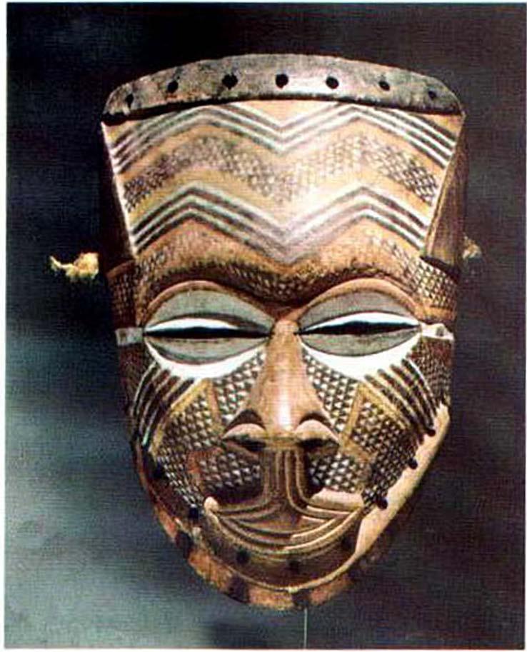 Máscara policromada. Tribo Bakuba, República Democrática do Congo. Acervo do Museu Real da África Central, Tervuren, Bélgica.